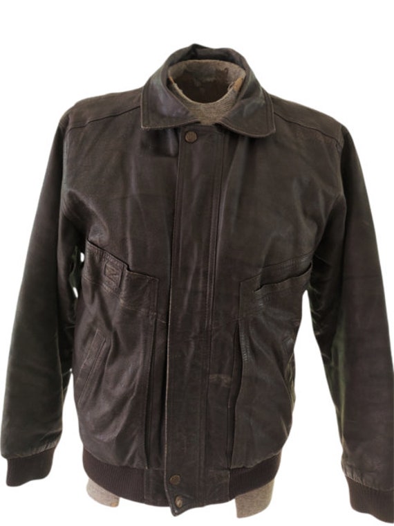 VTG LONDON FOG Men's Dark Brown Leather Bomber Ja… - image 1