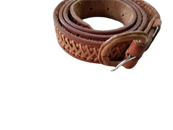 VTG UNBRANDED Men's Woven Leather Belt Size 46? - image 1