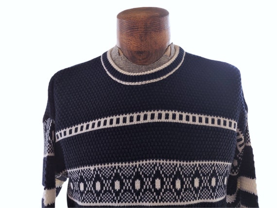 VTG PASTA Men's Crew Neck Fair Isle Acrylic Sweat… - image 3