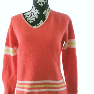 PAUL HARRIS DESIGN Vintage Women&#39;s V-Neck Wool & Angora Sweater Size Large