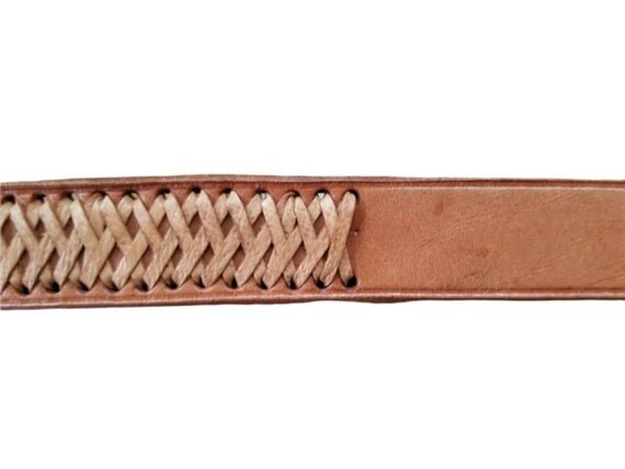 VTG UNBRANDED Men's Woven Leather Belt Size 46? - image 2