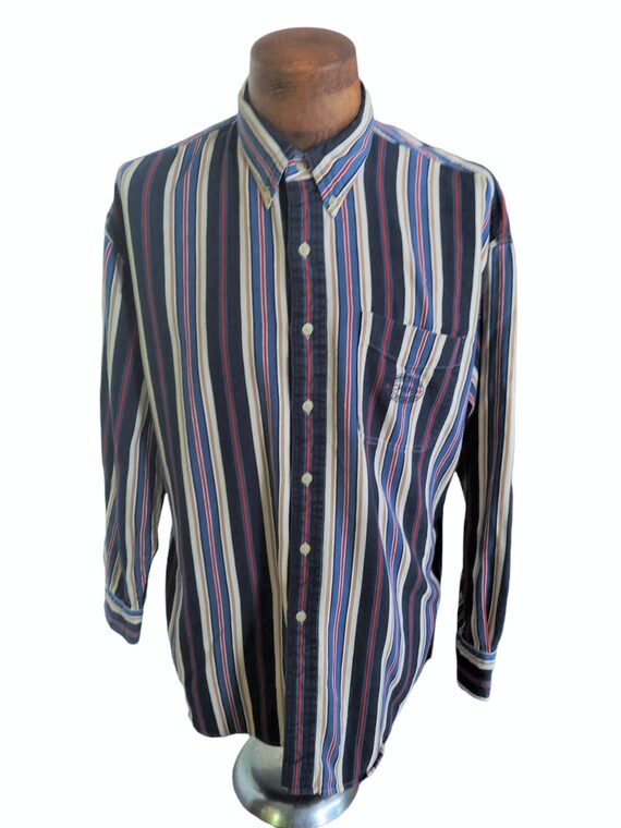 Vintage 90s Chaps Ralph Lauren Stripe Button Up Shirt - Medium
