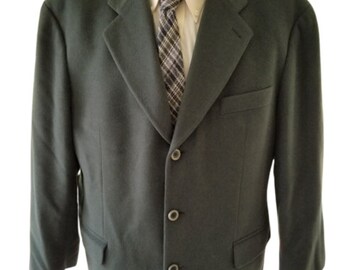 VTG HUGO BOSS Men's Olive Cashmere Wool Sport Coat Jacket Size 40 Regular