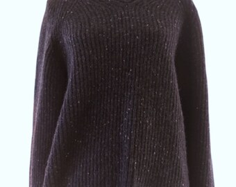 VTG REI Carbón de mujer Gris acanalado Acanalado Cuello en V Suéter Tamaño Grande