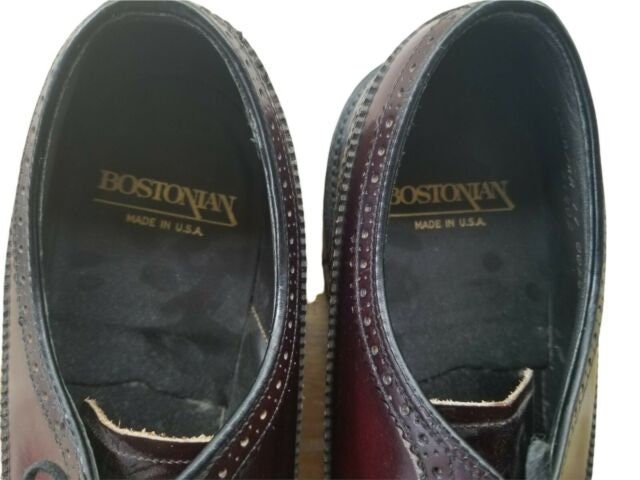 VTG BOSTONIAN Men\'s Burgundy Stress Relief V-Cleat Wing Tips Size 10.5 B Narrow VTG BOSTONIAN Men main image 4