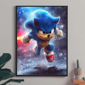 Sonic the Hedgehog Digital Art Print – Vibrant Fan Poster, Cartoon Style Wall Decor, High-Quality Gaming Artwork