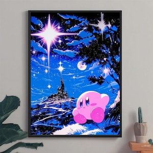 Kirby dream land poster, Cute kirby art print, Kirby Anime Poster, Printable Wall Art, Kirby Wall Art, Japanese Home Decor