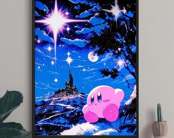 Kirby dream land poster, Cute kirby art print, Kirby Anime Poster, Printable Wall Art, Kirby Wall Art, Japanese Home Decor