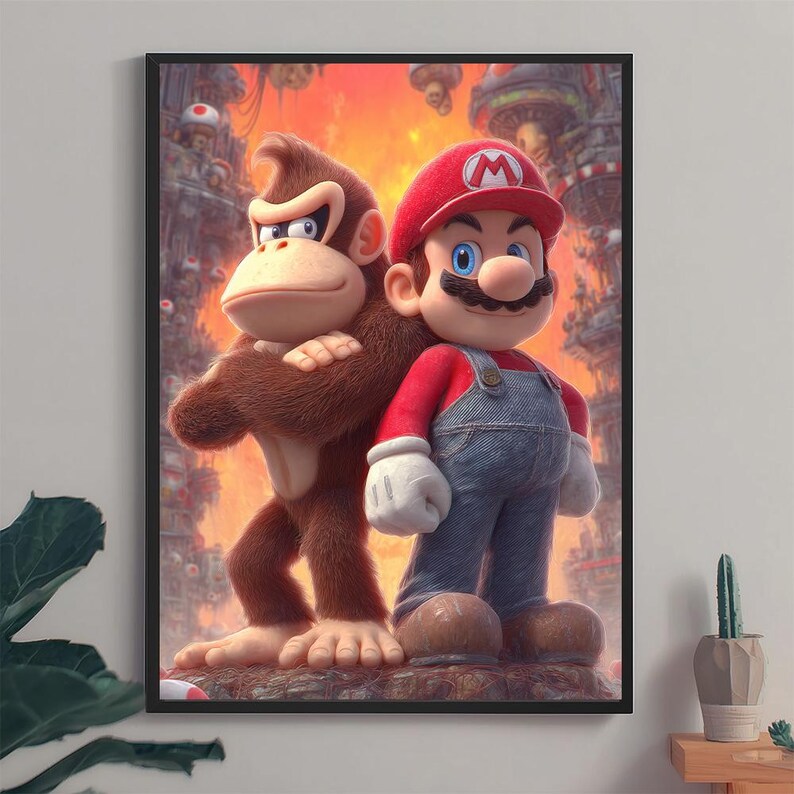 Donkey Kong & Mario Art Print: Mushroom Kingdom Nintendo Poster ...