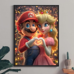 Mario & Princess Peach Art Print: Romantic Nintendo Decor (Digital Download