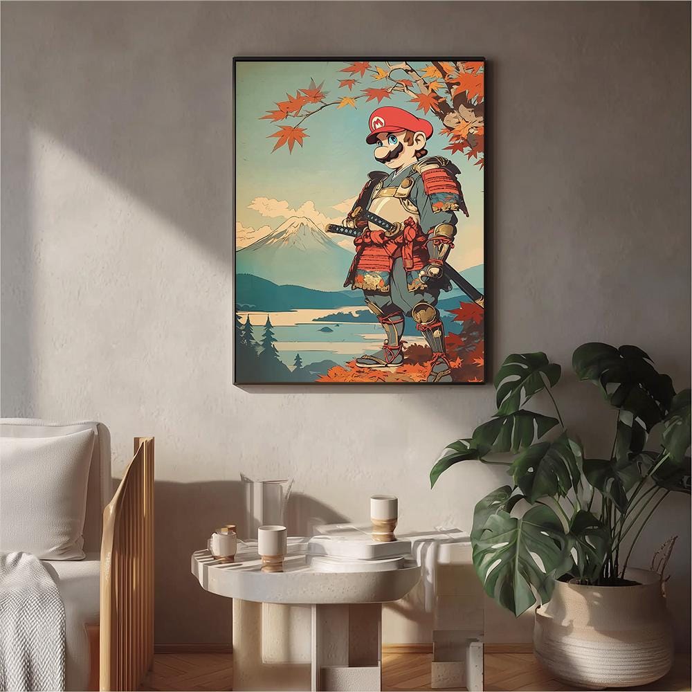Samurai Mario Art Print: Japanese Wall Art (digital Download - Etsy