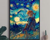 Zelda Tears of the Kingdom Poster: Van Gogh Style Anime Art (Digital Print)
