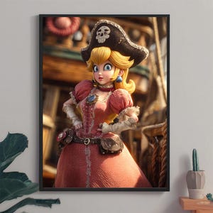 Pirate Princess Peach Art Print: Nintendo Fantasy Wall Decor (Digital Download)
