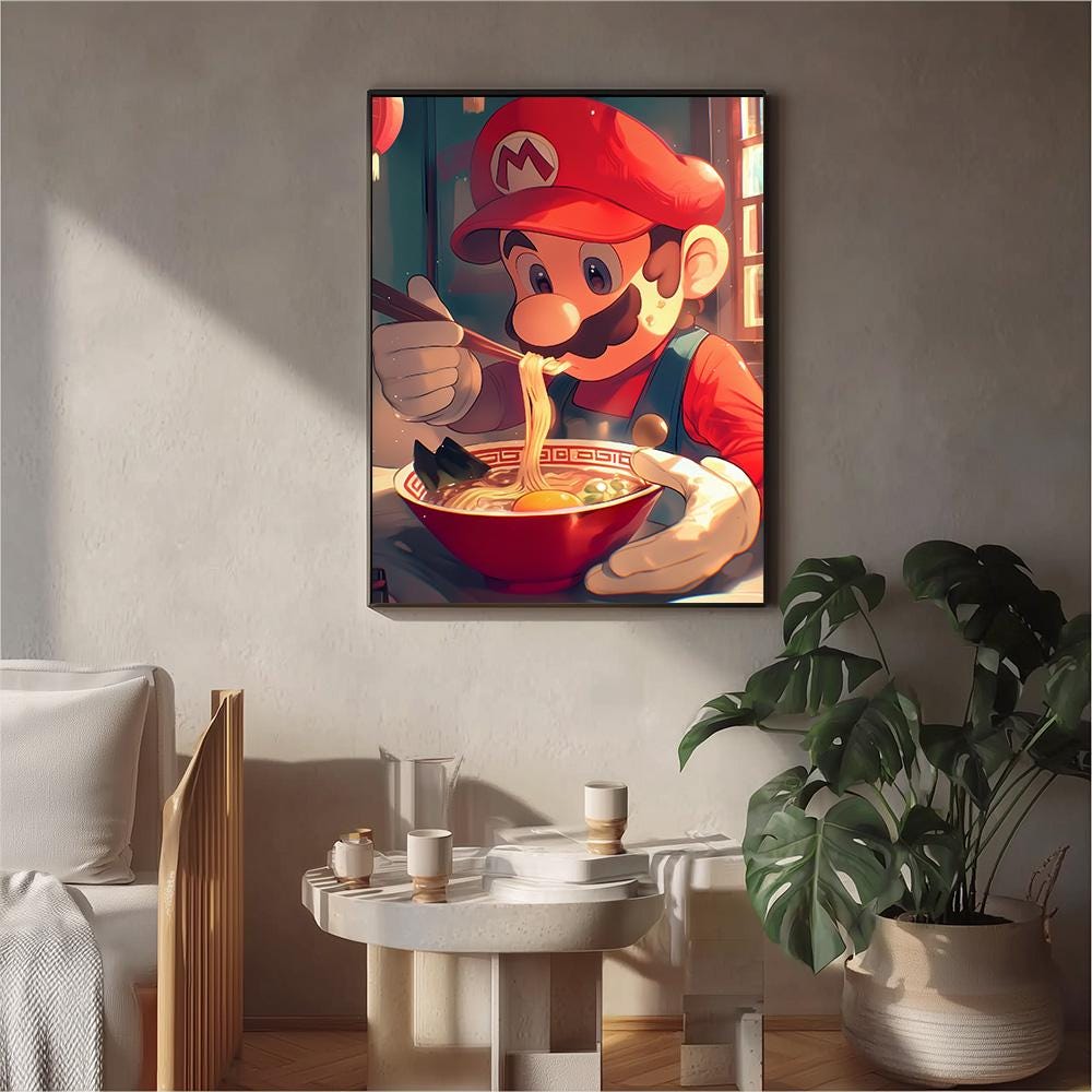Mario Ramen Poster: Japanese Gaming Wall Art (digital Print) - Etsy