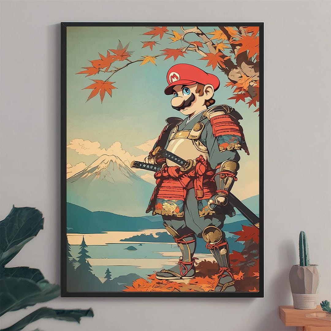 Samurai Mario Art Print: Japanese Wall Art (digital Download - Etsy