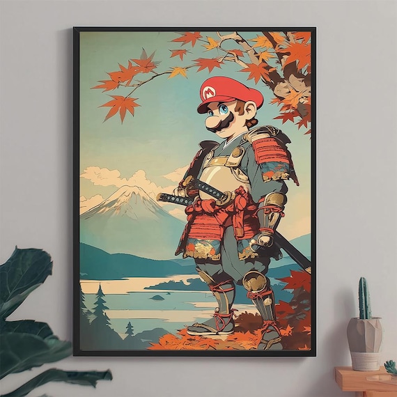 Samurai Mario Art Print: Japanese Wall Art (digital Download - Etsy