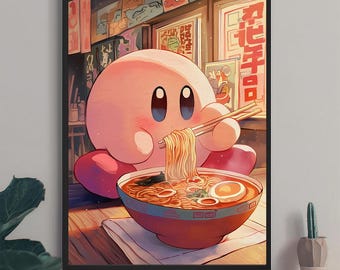 Kirby Ramen Poster: Japanese Gaming Wall Art (Digital Print)