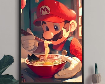 Mario Ramen Poster: Japanese Gaming Wall Art (digital Print) - Etsy