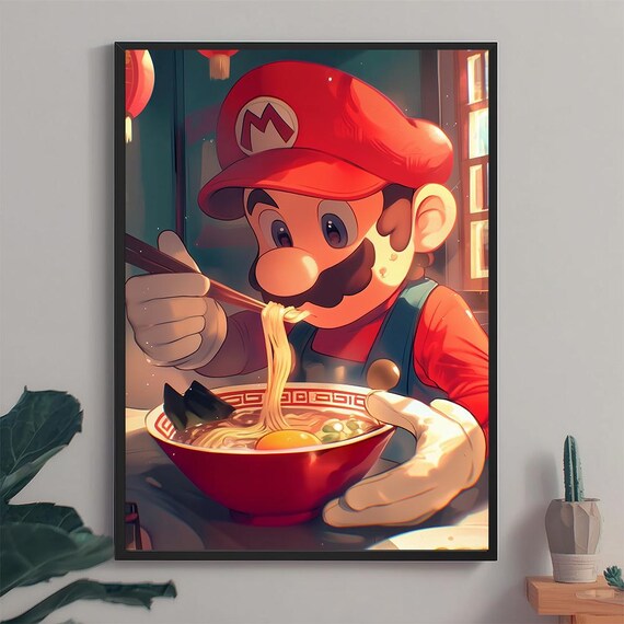 Mario Ramen Poster: Japanese Gaming Wall Art (digital Print) - Etsy
