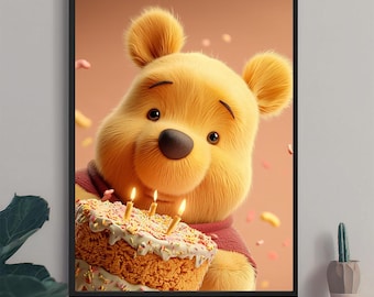 Honey Bear Nursery Print: Winnie-Style Rainbow Decor (Digital Download)