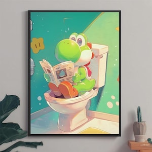 Yoshi Toilet Poster: Funny Mario Bros. Bathroom Art (Digital Download)