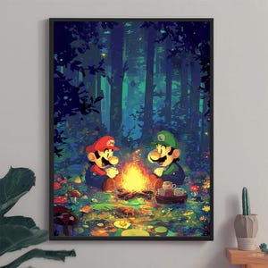 Mario and luigi original poster, Anime art, Super mario bros, Printable Wall Art, Bedroom art, Home Decor, digital print, Super mario art