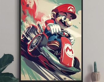 Mario Kart Vintage Poster: Retro Racing Game Art (Digital Download