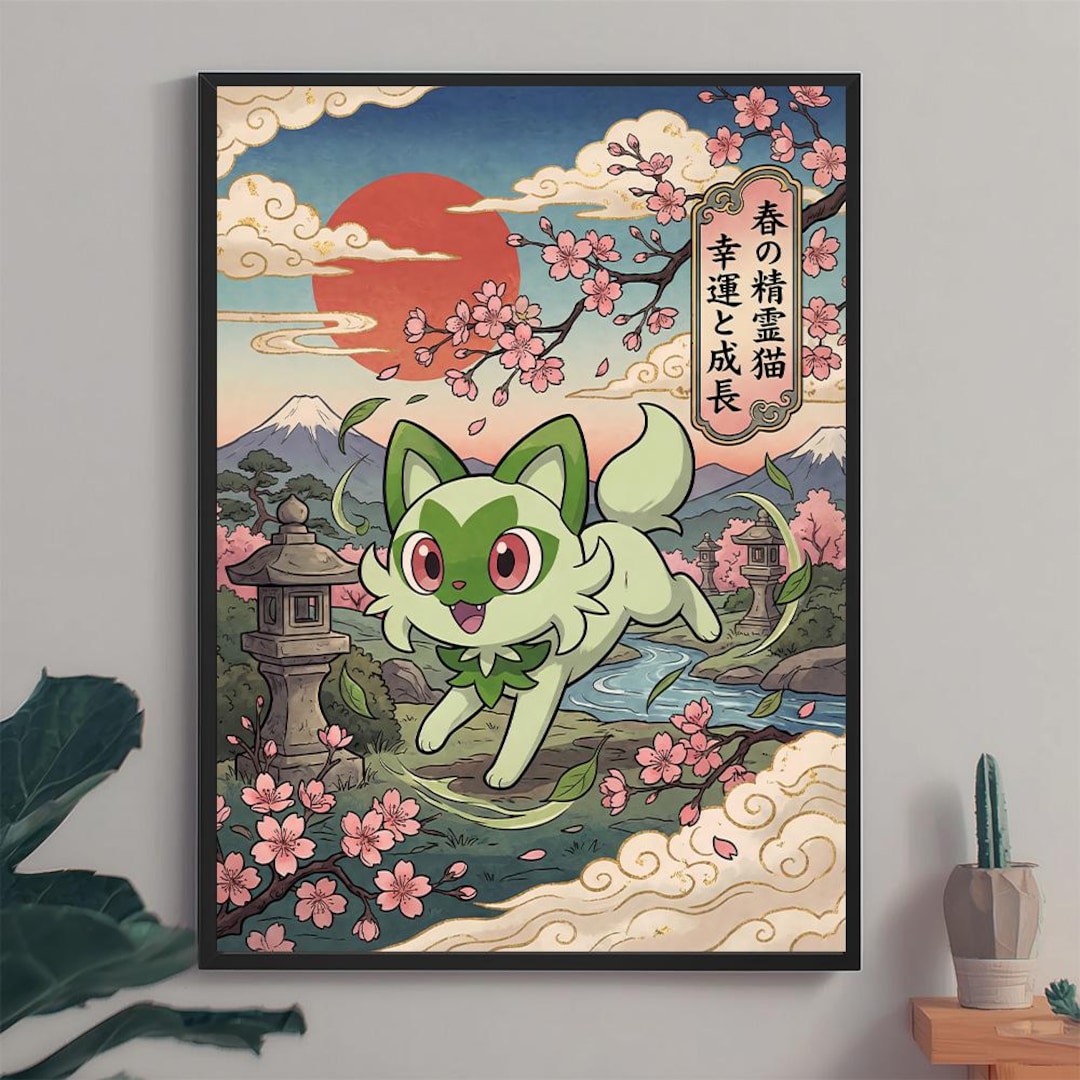 Sprigatito Fan Art Poster – Pokemon Inspired Wall Art Print Decor ...