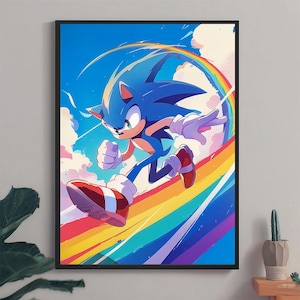 Sonic the Hedgehog Retro Gaming Poster: 90s Kids Room Art (Digital Download)