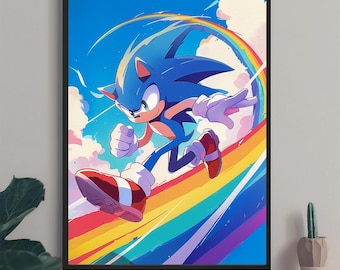 Sonic the Hedgehog Retro Gaming Poster: 90s Kids Room Art (Digital Download)
