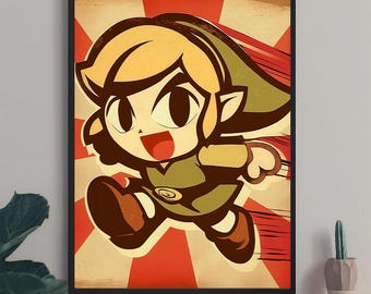 Poster retrò di Legend of Zelda: stampa artistica di Groovy Link (download digitale)
