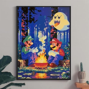 Mario and luigi original poster, Anime art, Super mario bros, Printable Wall Art, Bedroom art, Home Decor, video game poster, Super mario