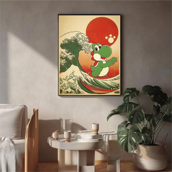 Yoshi Japanese Poster: Super Mario Bros. Gaming Room Art (digital