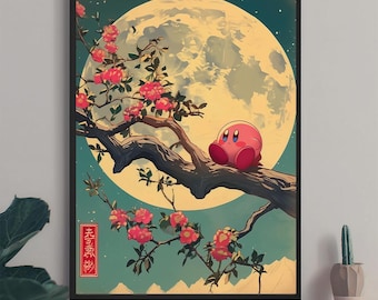 Kirby Japanese Tapestry Art Print: Gaming Room Decor (Digital Download