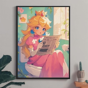 Princess Peach Toilet Poster: Super Mario Bathroom Art (Digital Download)