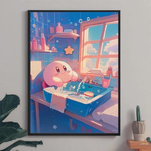 Kirby dream land poster, Cute kirby art print, Kirby Anime Poster, Printable Wall Art, Kirby Wall Art, Home Decor, Toilet paper, wc wall art