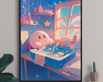Kirby dream land poster, Cute kirby art print, Kirby Anime Poster, Printable Wall Art, Kirby Wall Art, Home Decor, Toilet paper, wc wall art