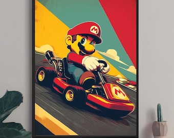 Retro Mario Kart Poster: Vintage Racing Game Art (Digital Download)