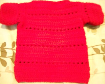 Red crochet short sleeved kids shirt