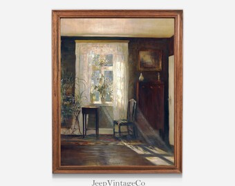 Through the Window Vintage Oil Painting | Vintage Art Print | Antique Art Print | Vintage Wall Art | Vintage Wall Decor| PRINTABLE #150