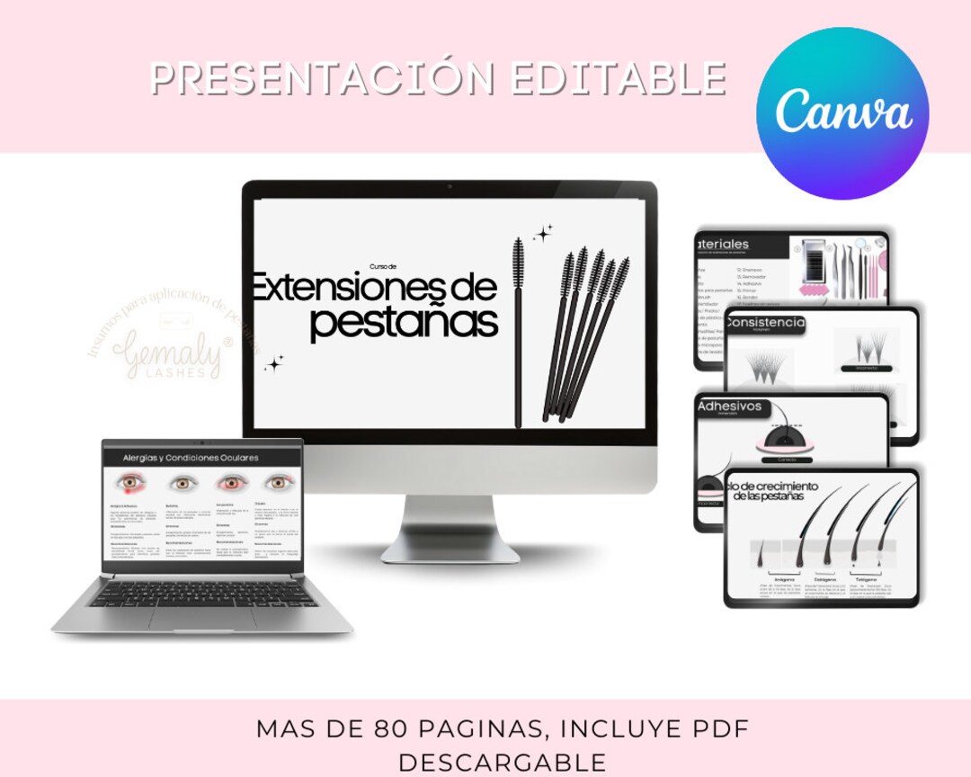 Presentación Editable En Canva Para Curso De Extensiones De Pestañas - Etsy