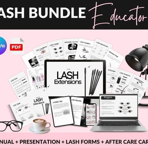 Puede incluir: Un kit de marketing digital para empresas de extensiones de pestañas. El kit incluye una presentación, un manual, formularios de pestañas y tarjetas de cuidado posterior. El kit está diseñado para ayudar a las técnicas de extensiones de pestañas a educar a sus clientes y hacer crecer su negocio.
