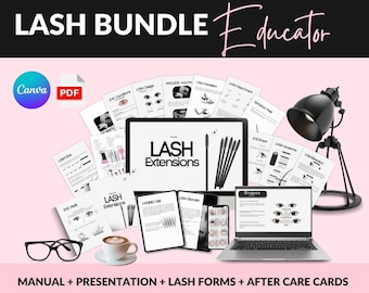Lash Training  BUNDLE promo! MANUAL and Presentation are editable in Canva plus FREEBIES!