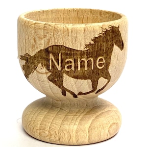 HORSE pony EGG CUP wooden, engraved, personalised Easter, eco, many etched designs to choose , Buy 2 get 1 free, child, bunny, rabbit, gift