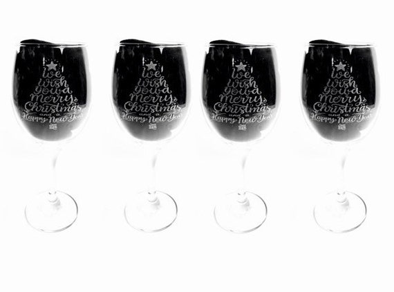 CHRISTMAS tree quote personalised glasses Set 4 engraved glassware, etched wine gift, Wine, pint, whiskey, beer, tankard, gin,
