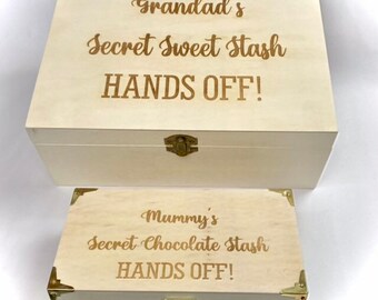 Personalised ENGRAVED BISCUIT wooden BOX storage. mummy, daddy, nanna, grandma, grandpa, grandad, uncle, name Christmas gift.