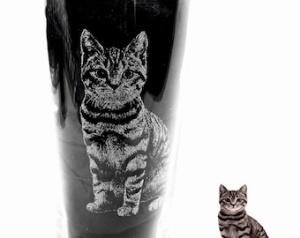 PHOTO ENGRAVED glassware, etched pets, dogs, cat, pictures Mother’s Day gift. Wine, pint, whiskey, beer, tankard, gin, vase