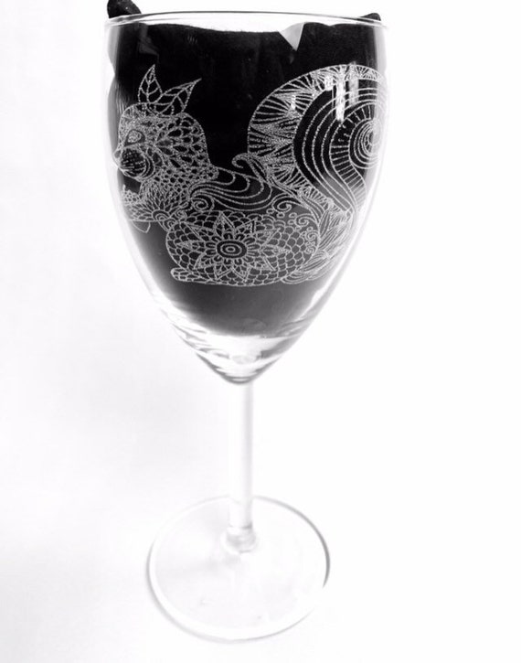 SQUIRREL mandala ENGRAVED glassware, etched, gift. Wine, pint, whiskey, beer, tankard, gin, vase, personalised,sugar skull animal pattern,