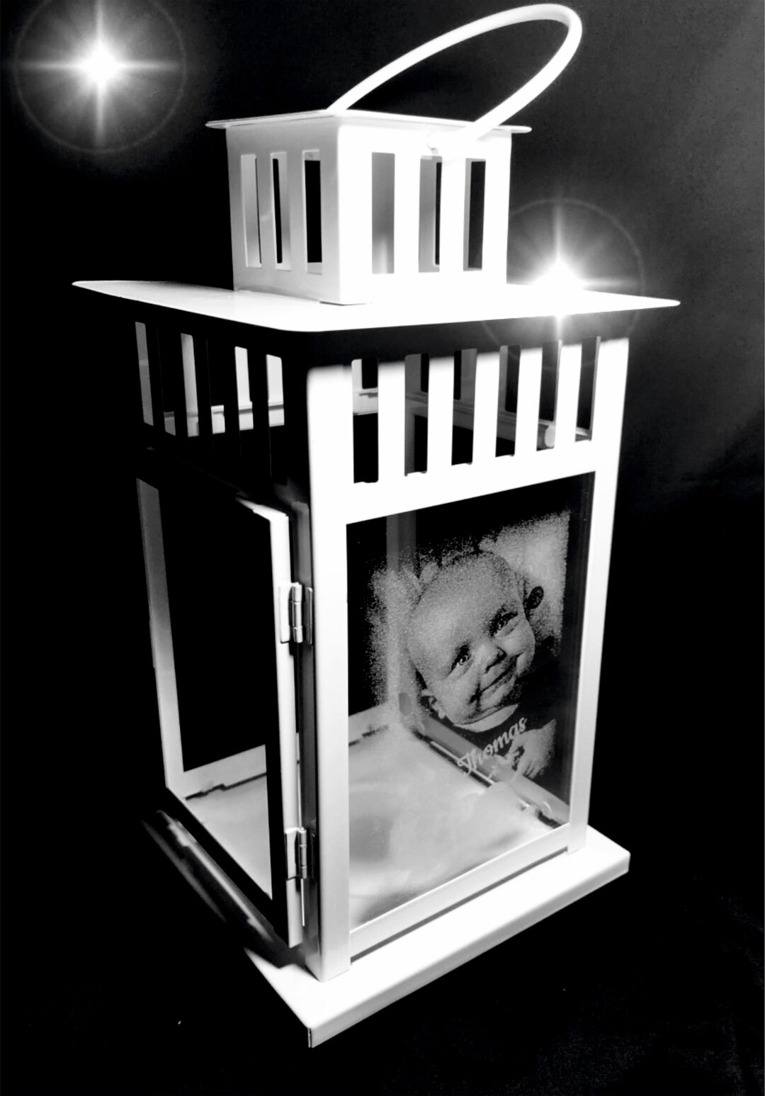 PHOTO Engraved LANTERN, Etched Memorial, Candle Holder, Indoor, Outdoor