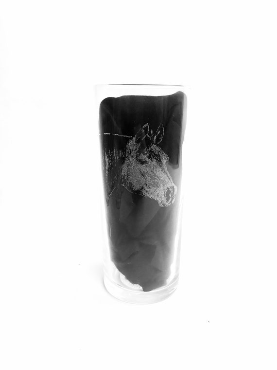 HORSE HEAD photo engraved  Beer glassware, etched, picture, gift. Wine, pint, whiskey, tankard, gin, vase, Christmas